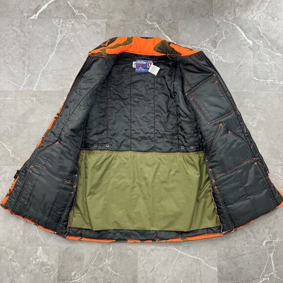 90s Vintage Chiller Killer Jacket Mens Medium Orange Camo Hunting Insulated - Picture 2 of 15
